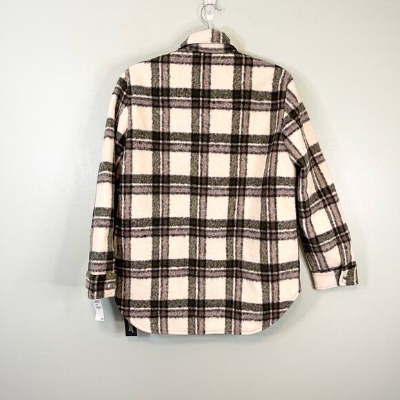BLANK NYC Women's Wool Oversized Flannel Snap Outsider Shacket Jacket Size XS - Picture 2 of 9
